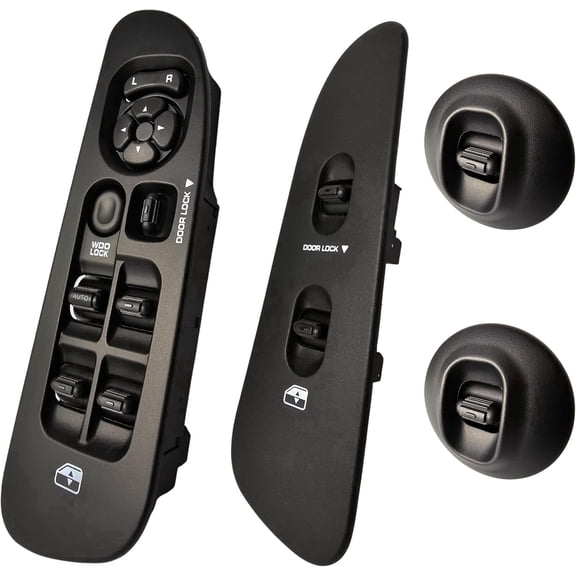 2002-2008 Dodge Ram 1500 2500 3500 Window Master Switch Assembly, Black Bezel, Front Passenger, & Lock Set