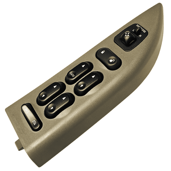 2002-2003 Ford F-150 Window Master Switch & Tan Bezel Full Assembly (02, 03, Supercrew, Super Cab, Double Cab, F150)