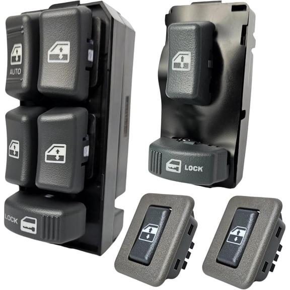 SWITCHDOCTOR Window Switch Set for 1996-2005 Chevrolet Blazer, Suburban; 1995-1998 Tahoe; 1995-2003 S-10; 1999-2000 Cadillac Escalade; 1998-2000 GMC Envoy (Crew Cab, Master, Front Passenger, Rear)