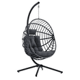 thumbnail image 1 of SWITTE Hanging Egg Chair with Stand, Outdoor Swing Egg Chair, Indoor Wicker Hammock Chair with Cushion, Gray, 1 of 8