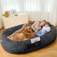 thumbnail image 1 of SWITTE Human Dog Bed for Adult, 71"x47"x13" Washable Large Human Size Dog Bed with Blanket for People Doze Off, Removable Giant Dog Bed with Pillow for Adult Pet - Dark Grey, 1 of 7