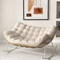 thumbnail image 1 of SWITTE Outdoor Loveseat 2 Person Papasan Rocker Chair with Cushion, Indoor & Outdoor Double Rocking Chairfor Patio Porch Living Room, 600 LBS Capacity- Beige, 1 of 8