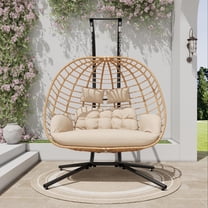 SWITTE Swing Egg Chair with Stand 2 Person Wicker Hanging Egg Chairs Indoor & Outdoor Hammocks