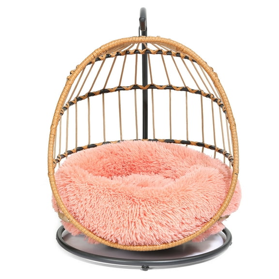 SWITTE Wicker Pet Bed Hammock Hanging Swing Pet Bed Dog & Cats Indoors & Outdoors,Pink