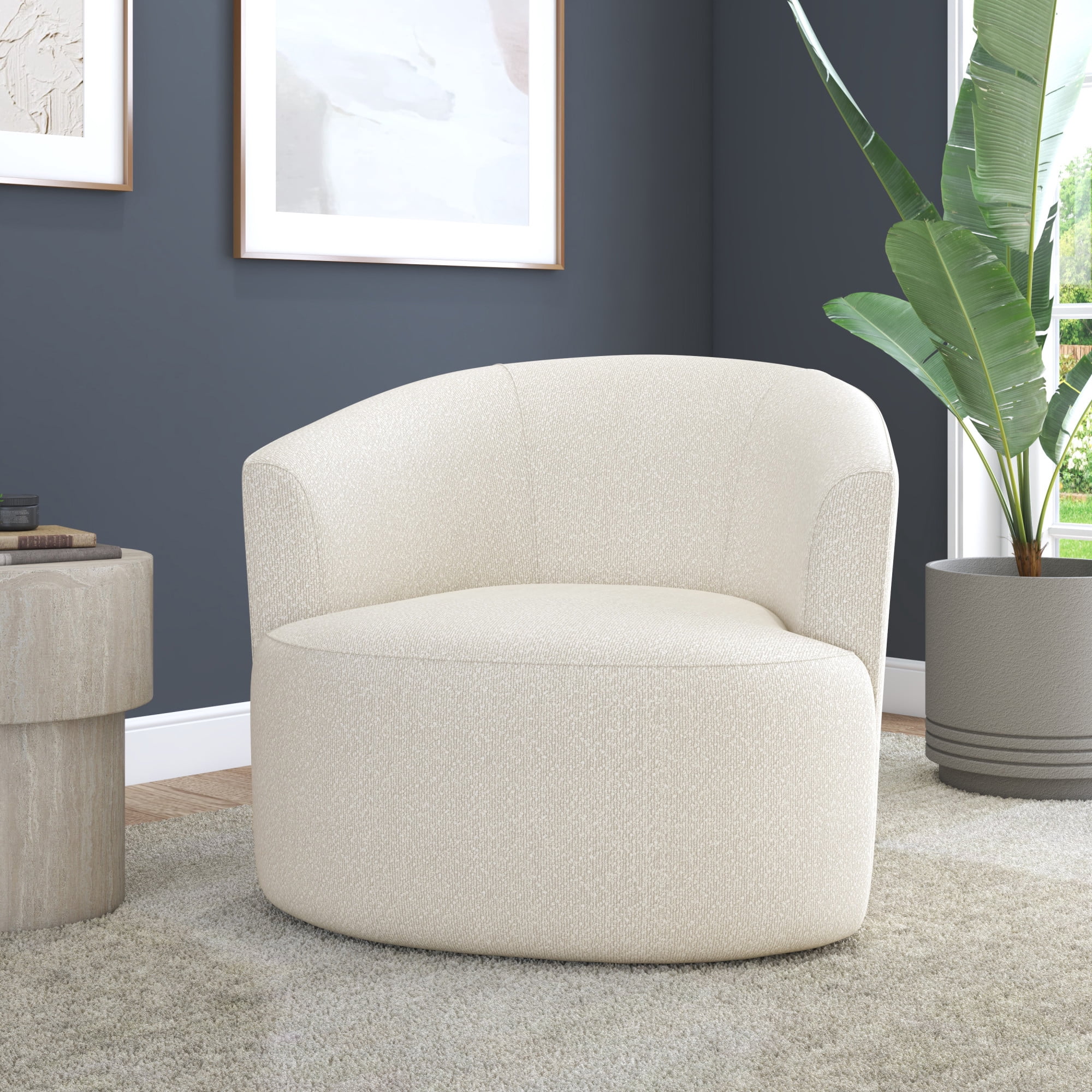 Mainstays Boucle Swivel Accent Chair, Cream