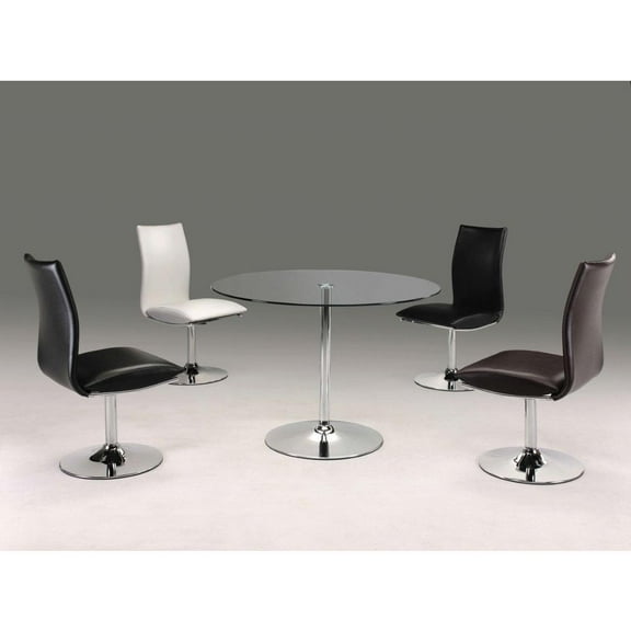 Creative Images Swivel D Chair , Black Pu Chrome Base, Set Of 2