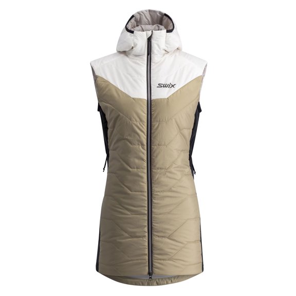 SWIX Adult Female Infinity Insulated Long Vest, Color: Dune, Size: XS