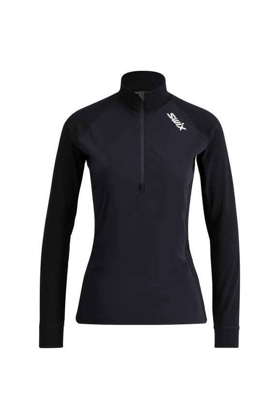 Adult Female Racex Classic Wind Half Zip Shirt, Color: Black, Size: S