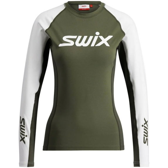 SWIX Adult Female Racex Dry Long Sleeve Shirt, Color: Olive/Agave Green, Size: M