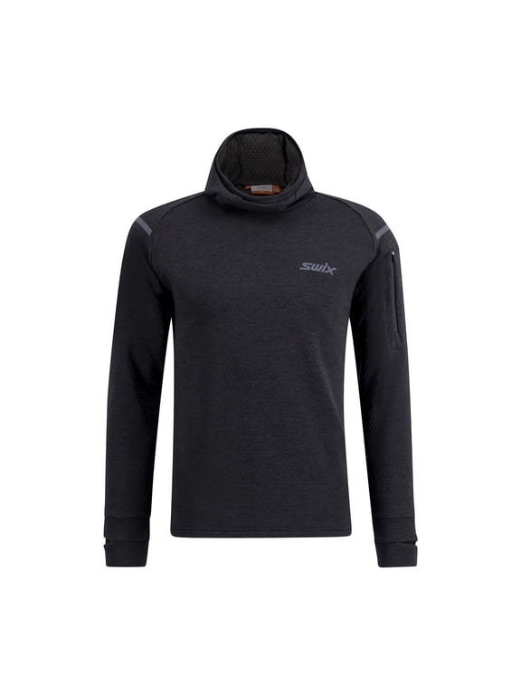 Adult Male Pace Midlayer Hooded Sweater, Color: Black, Size: M