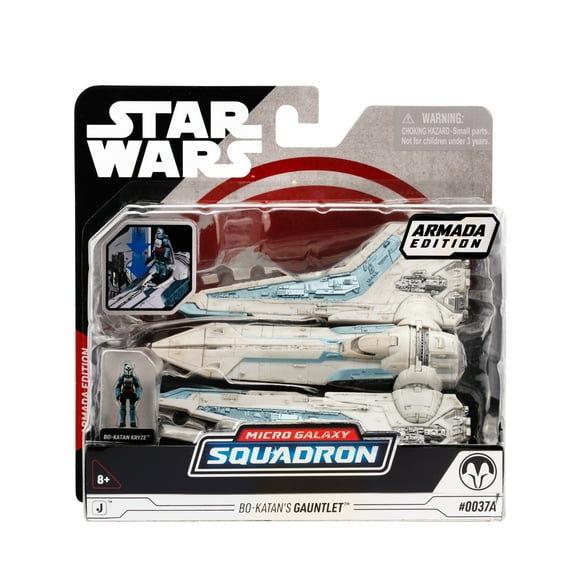 Star Wars Micro Galaxy Squadron Bo-Katans Gauntlet Fighter - 5 inch Vehicle with Rotating Wings and 1 inch Micro Figure Accessory