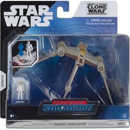 Star Wars Micro Galaxy Squadron V-19 Torrent Starfighter - 5 inch Vehicle with Folding Wings and Tail Fin plus 1 inch Micro Figure Accessory