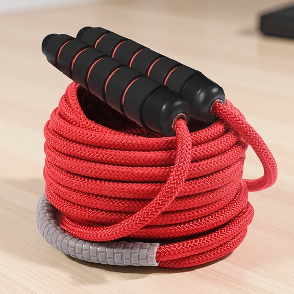 SWOEBTH 1 Pack 16 FT Adjustable Double Dutch Jump Rope for and Adults, Nylon Braided Skipping Rope with Rotation Bearing, Foam Handle
