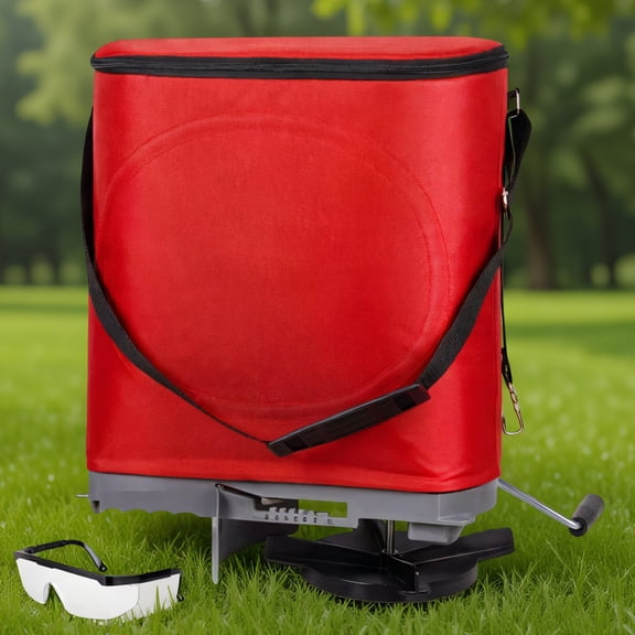 SWOEBTH 1-Pack 25 LB Handheld Bag Seed Spreader with Adjustable Flow Control, Metal Gears, Rear Baffle, Bag and Shoulder Strap