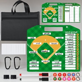 SWOEBTH 1-Pack Magnetic Baseball Lineup Board, Double-Sided Dry Erase Coaching Board with 30 Cards, 2 Pens and Fence Hooks for Dugout