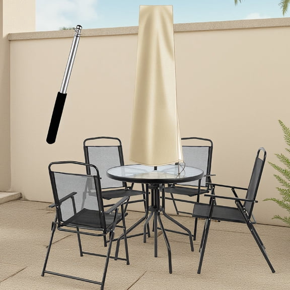 SWOEBTH 1 Pack Patio Umbrella Cover, Waterproof Windproof UV-Resistant Cover for 6ft to 9ft Outdoor Table Umbrella, with Zipper and Storage Bag, Khaki