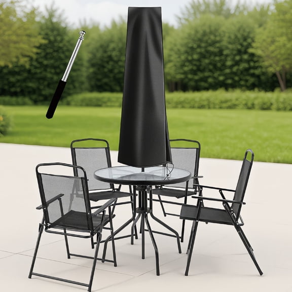 SWOEBTH 1 Pack Patio Umbrella Cover for 6ft to 9ft Table , Waterproof Windproof with Zipper, UV-Resistant, Black