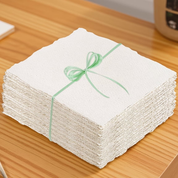 SWOEBTH 100 Sheets Deckled Watercolor Paper 8.5 x 11 in 160 GSM Cold Pressed Textured Paper for Invitations Cards and Crafts