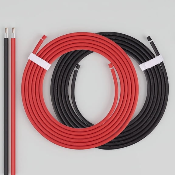 SWOEBTH 2x 30Ft 10 Gauge Panel Wire, Tinned Copper PV Cable, UV Resistant, Black & , for RV Marine Automotive