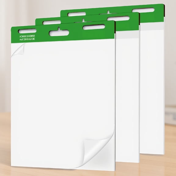 SWOEBTH 3 Pack Self-Stick Easel Pads, 15 x 18 Inches, 30 Sheets/Pad, Flip Chart Paper for Classrooms and Meetings