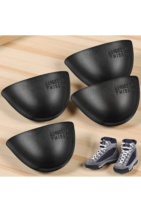 4 Pack Steel Toe Inserts for Work Boots, Iron Internal Toe Caps 3.8 x 2.1 x 1.9 in, DIY Shoe Repair , Black