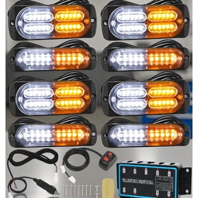 SWOEBTH 8-Pack LED Strobe Warning Light Bar, -Slim Grille Surface Mount with Controller, & White