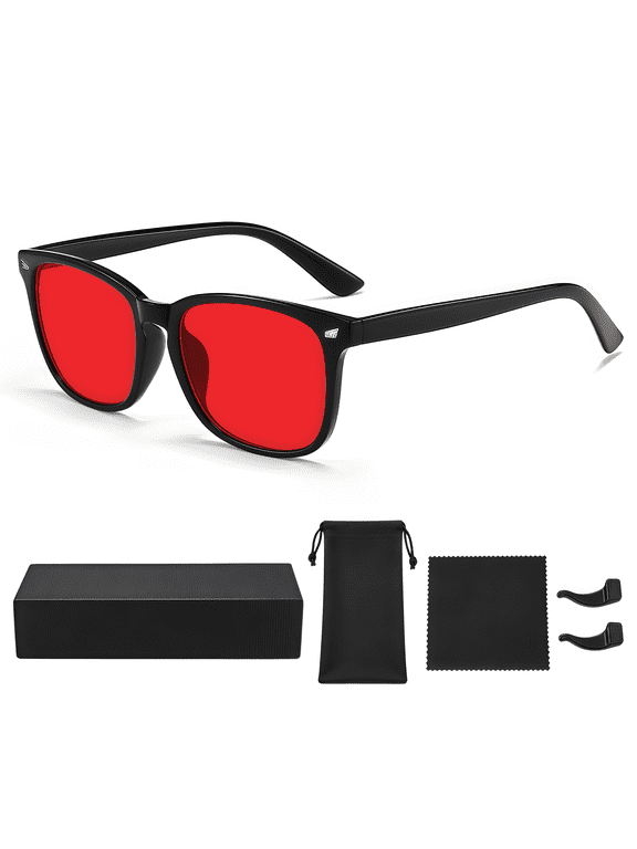 Blue Light Glasses | Red Lens Gaming Glasses | Black Temple, 1 Pair