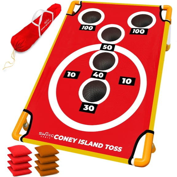 Coney Island Toss™ - Arcade Style Cornhole Board Set with Carrying Case
