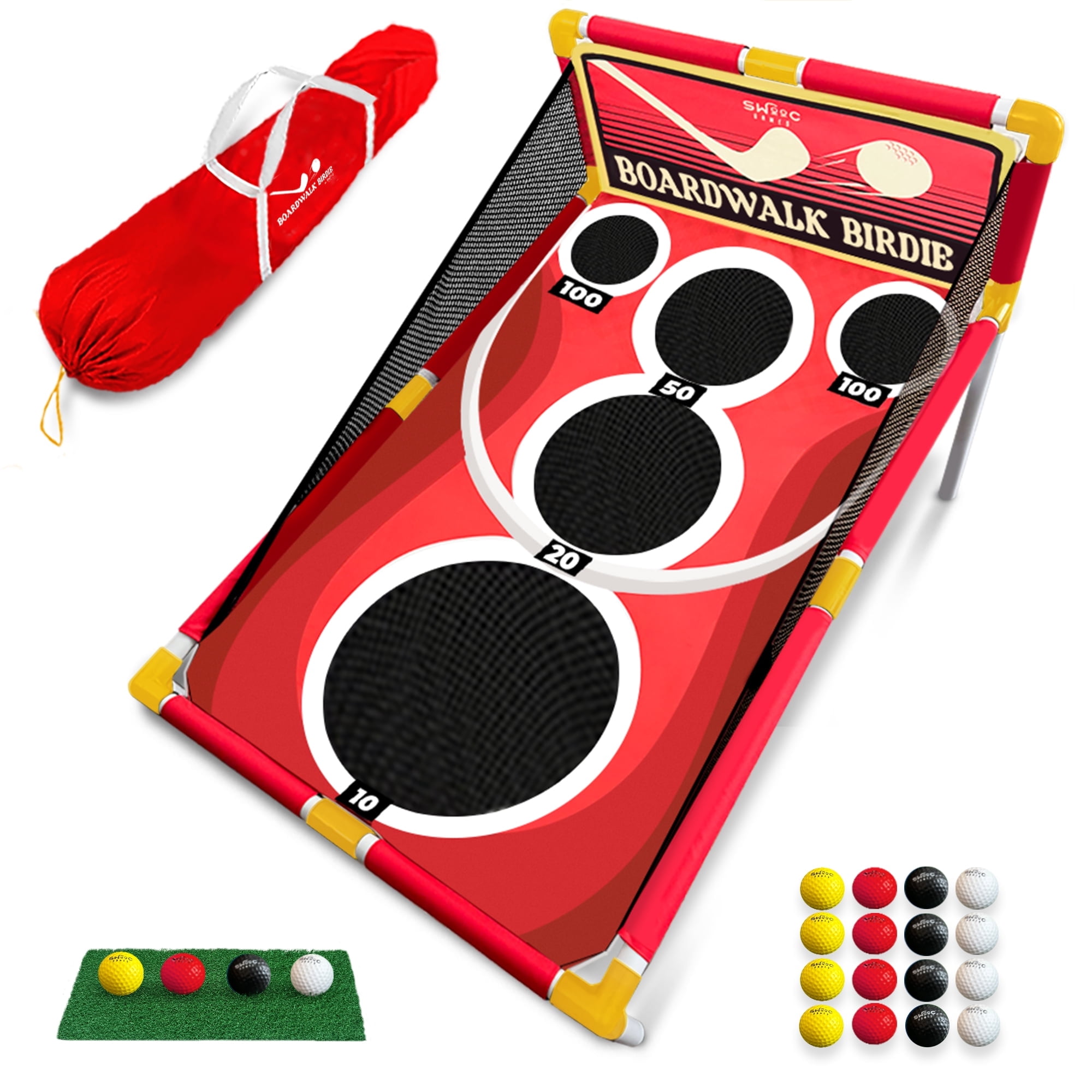 SWOOC Games - Boardwalk Birdie™ | Arcade Style Golf Game w/ Easy Setup & 10+ Games Included | Golf Chipping Game | Golf Games for Adults Indoor & Outdoor | Backyard Golf Game | Golf Cornhole Game