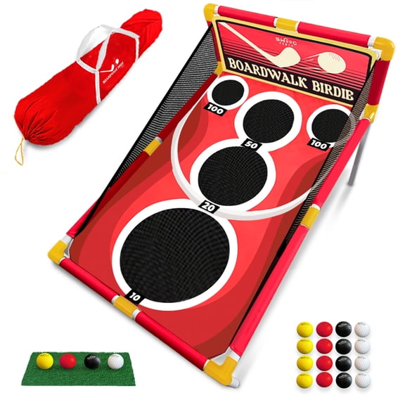 SWOOC Games - Boardwalk Birdie | Arcade Style Golf Game w/ Easy Setup & 10+ Games Included | Golf Chipping Game | Golf Games for Adults Indoor & Outdoor | Backyard Golf Game | Golf Cornhole Game