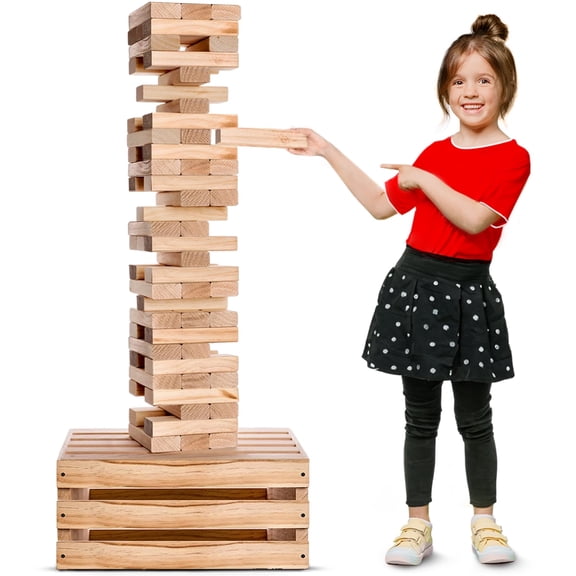 SWOOC Games - Premium Giant Tower Game | 60 Large Blocks | Storage Crate/Outdoor Game Table | Starts Over 2.5ft Big | Max Height of 5ft | Genuine Jumbo Toppling Yard Games | Jumbo Backyard Set