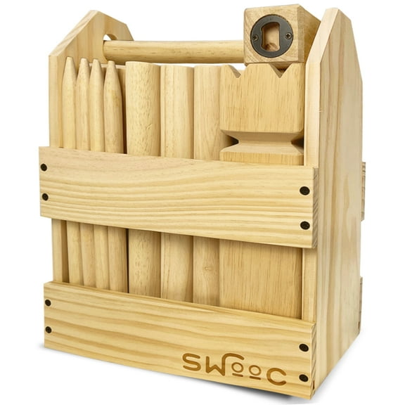 SWOOC - Kubb Yard Game Set - Premium Hardwood Viking Chess w/ Crate - Adults & Children Age 6 to 100