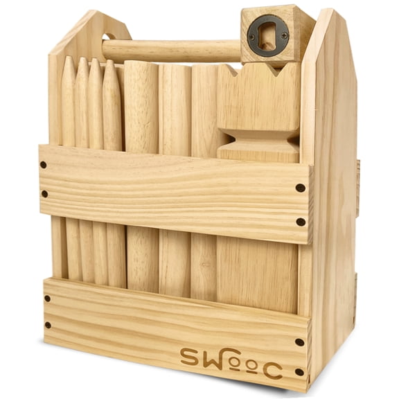 SWOOC - Kubb Yard Game Set - Premium Hardwood Viking Chess w/ Crate - Adults & Children Age 6 to 100
