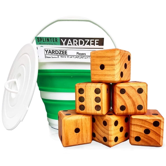SWOOC - Yardzee, Farkle & 20+ Giant Dice Games - All Weather w/ Green Bucket & Scorecards - All Ages