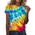 thumbnail image 1 of SWPZC Women's Tie Dye Graphic Tees Casual Short Sleeve Crewneck Tshirt Blouse Summer Dressy Comfy Loose Fit Tunic Cute Tops Woman Shirts Short Sleeve Long Sleeve T Shirts Women, 1 of 5