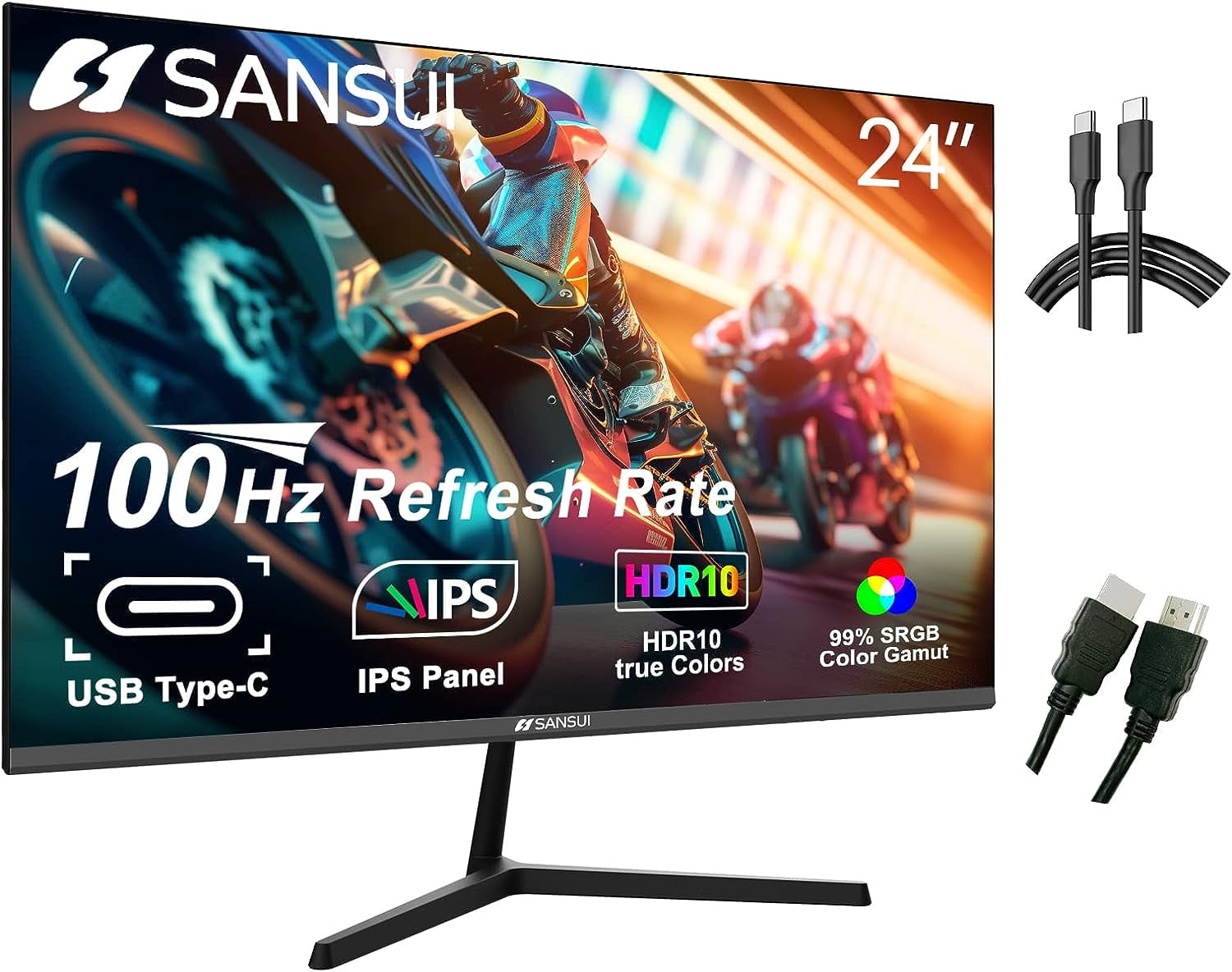 SWQQWEI 24'' Computer Monitor Screen with HDMI,VGA,DP Ports Frameless ...