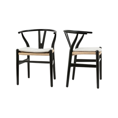 Wishbone Chairs for Dining Room,Soild Wood Weave Dining Chair,Armchair,Fully Assembled,Set of 2