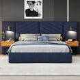 thumbnail image 1 of SWQQWEI Queen Bed Frame with Headboard,LED Lamp Design,Vertical Channel Tufted Wingback Headboard,Strong Wooden Slats,Easy Assembly, 1 of 8