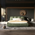 thumbnail image 1 of SWQQWEI Queen Upholstered Bed Frame,with Oversized Padded Backrest and Solid Wood Frame, Suitable for Multiple Heights of Mattresses,Green, 1 of 14