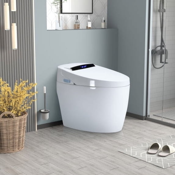 SWQQWEI Smart Toilet with Heated Bidet Seat.Portable Toilet with Bidet Built.Intelligent Toilet Auto Open/Close