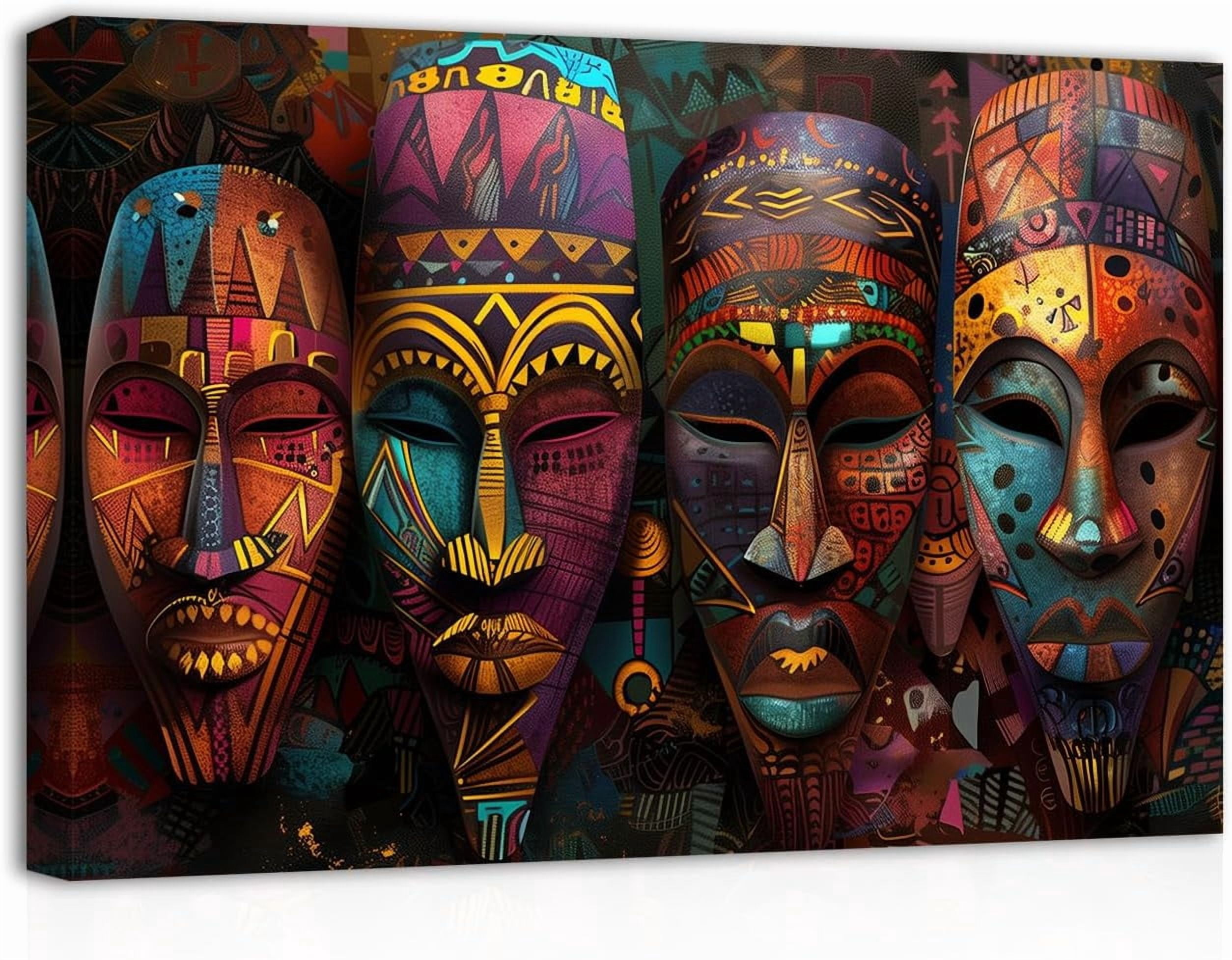 SWQYLB African Mask Wall Art Vintage Traditional Tribal Ethnic Mask