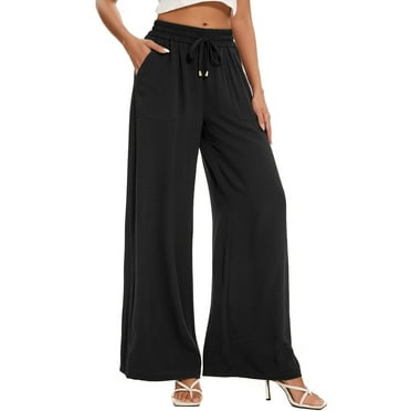 SWQZVT Dress Pants for Women Wide Leg Pants Casual High Waist Palazzo Lounge Pants Comfy Loose Fit Trousers with Pocket