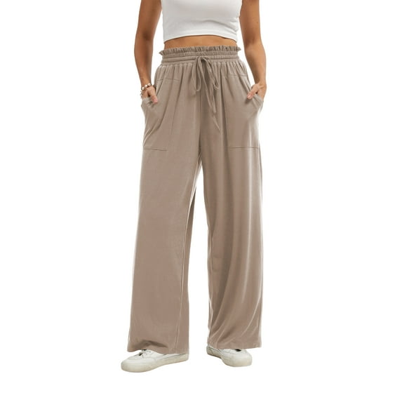 SWQZVT Fall Pants for Women Elastic Waistband Casual Womens Pants with Pockets Thermal Pants Women Autumn Winter Pants for Women Brown L