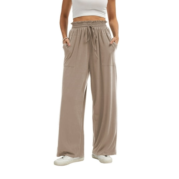 SWQZVT Fall Pants for Women Elastic Waistband Casual Womens Pants with Pockets Thermal Pants Women Autumn Winter Pants for Women Brown S