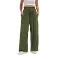 thumbnail image 1 of SWQZVT Fall Pants for Women Elastic Waistband Womens Pants with Pockets Autumn Pants Women Lounge Casual Winter Pants Comfy Trouser Green XL, 1 of 9