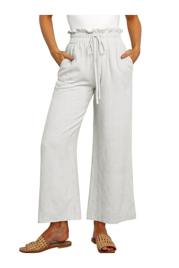 Pants for Women Wide Leg Sweatpants Casual Pants High Waist Workout Leggings with Pockets Palazzo Womens Clothes Drawstring Trousers Adjustable Waisted Slacks