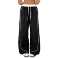 thumbnail image 1 of Women's Wide Leg Track Pants with Pockets, High Waisted Drawstring Sweatpants, Side Stripe Casual Lounge Workout Pants, 1 of 8