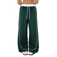 thumbnail image 1 of Women's Wide Leg Track Pants with Pockets, High Waisted Drawstring Sweatpants, Side Stripe Casual Lounge Workout Pants, 1 of 8