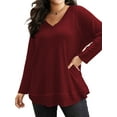 thumbnail image 1 of SWQZVT Plus Size Tops for Women Long Sleeve Waffle Oversize T Shirts Fall Casual Tunic Sweatshirts Loose Blouses for Winter Clothes, 1 of 7
