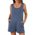 thumbnail image 1 of SWQZVT Rompers for Women Summer Clothes Sleeveless Jumpsuits Crew Neck Trendy Tank Shorts with Pockets Outfit Set Blue L, 1 of 6